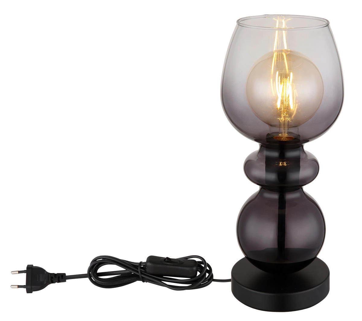 TISCHLEUCHTE - Klar/Schwarz, Basics, Glas/Kunststoff (15/34,4cm) - Globo