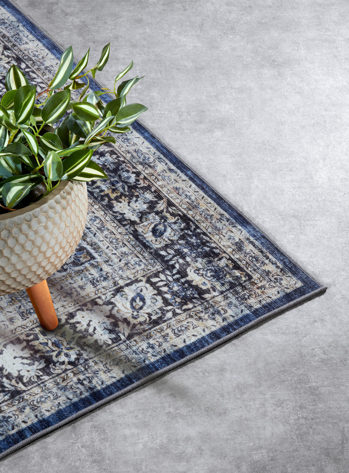 VINTAGE-TEPPICH 80/150/150 cm Asya Creme, Dunkelblau  - Creme/Dunkelblau, Design, Kunststoff/Textil (80/150/150cm)