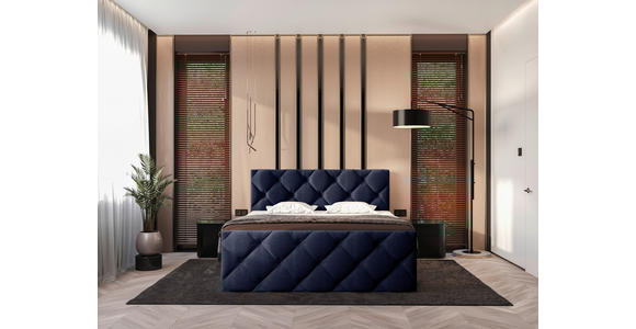 BOXBETT 200/200 cm in Dunkelblau - Schwarz/Dunkelblau, KONVENTIONELL, Kunststoff/Textil (200/200cm) - Carryhome