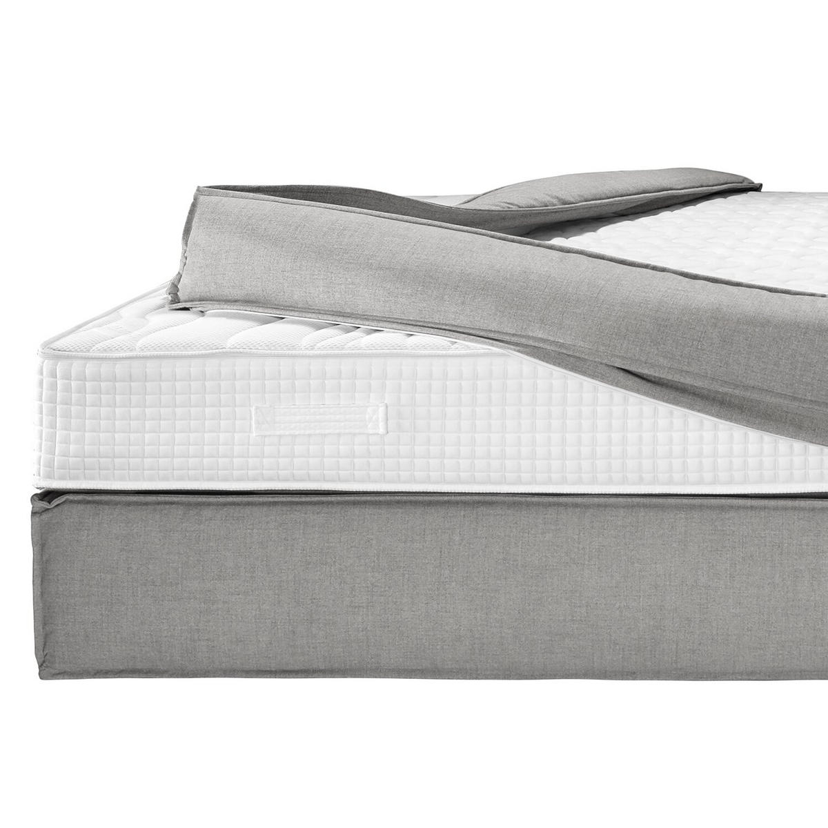 BOXSPRINGBETT 200/220 cm  in Hellgrau  - Hellgrau/Schwarz, Design, Kunststoff/Textil (200/220cm) - home24