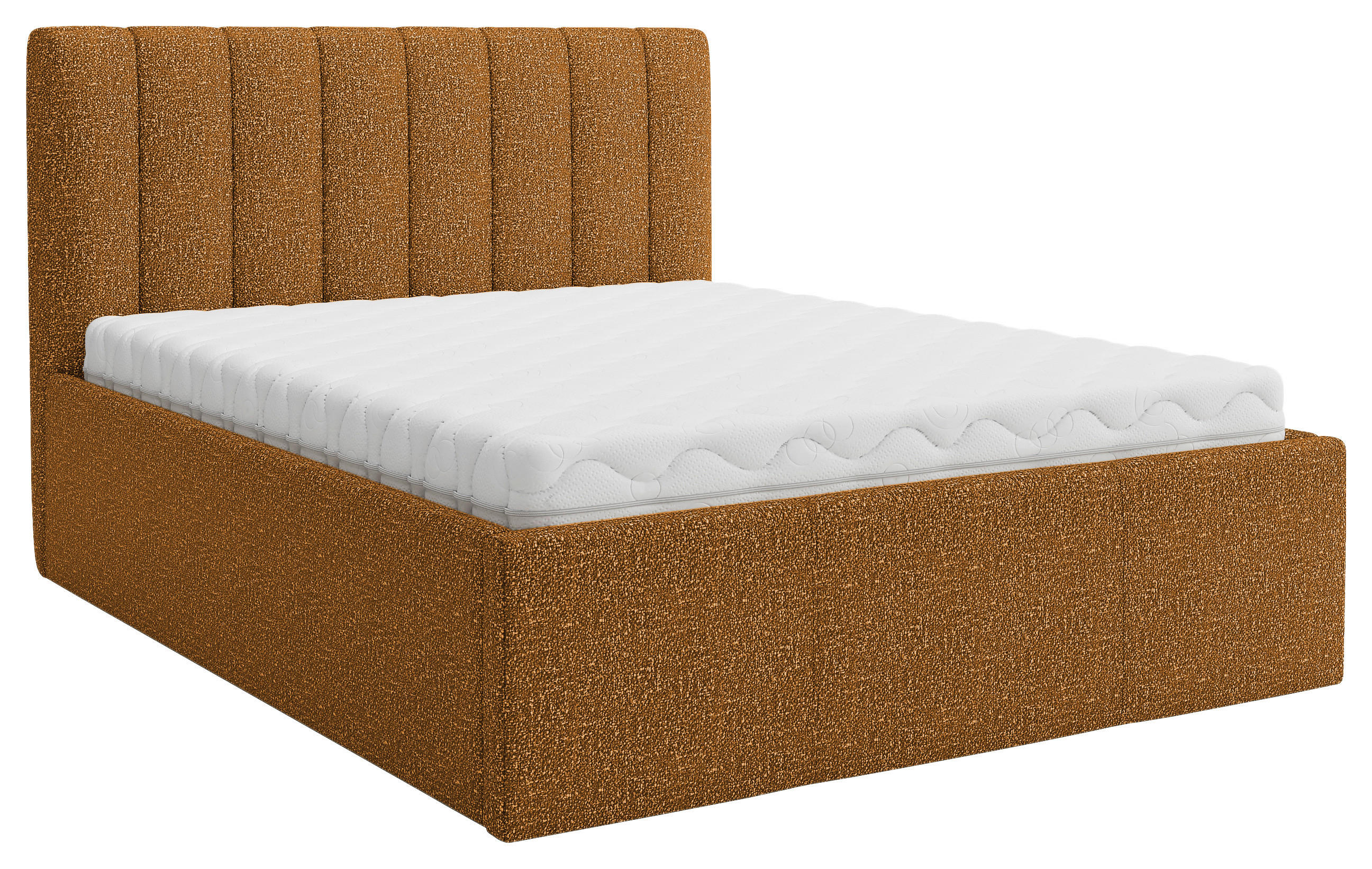 POLSTERBETT Matratze, Lattenrost, Bettkasten Rostfarben 160/200 cm  - Rostfarben, Trend, Holz/Textil (160/200cm) - Boxxx