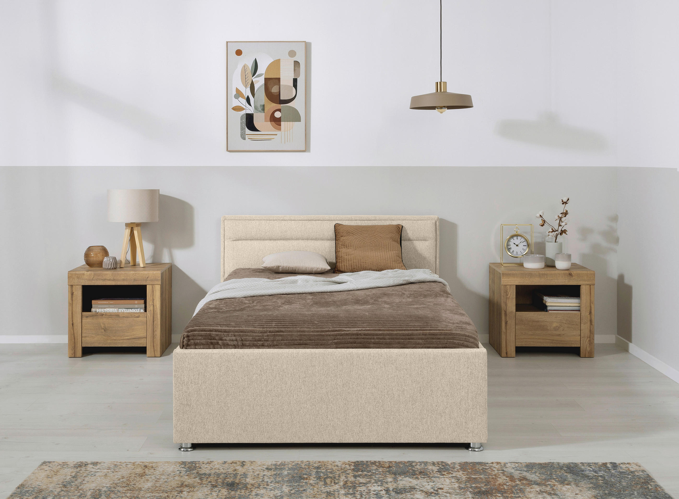 TAPECIRANI KREVET   120/200 cm   bež  - bež, Moderno, drvo/metal (120/200cm) - MID.YOU