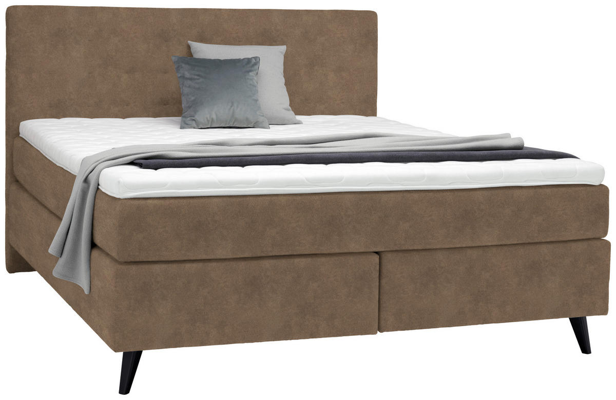 BOXSPRINGBETT 180/200 cm  in Braun  - Schwarz/Braun, Konventionell, Holz/Textil (180/200cm) - Voleo
