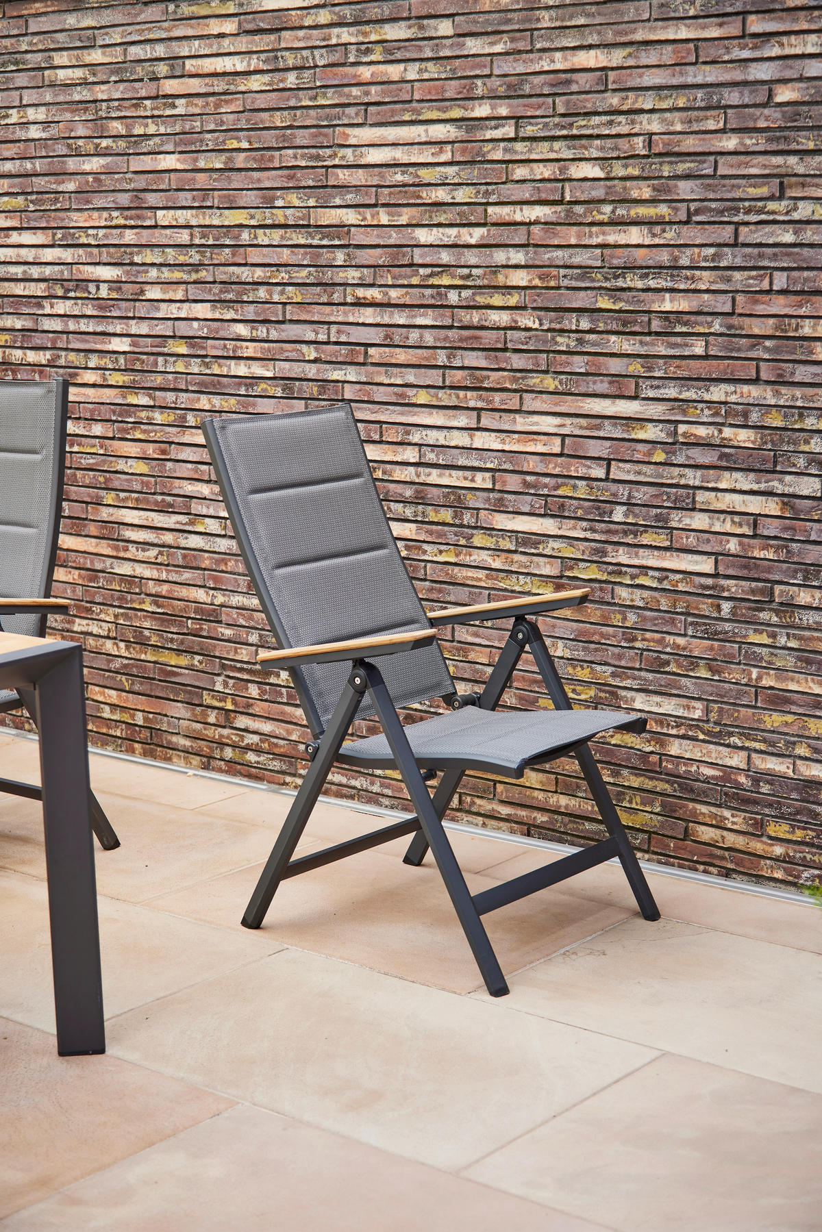 GARTENKLAPPSESSEL Teakholz Aluminium Anthrazit  - Anthrazit, KONVENTIONELL, Holz/Kunststoff (59/110/68cm) - Siena Garden