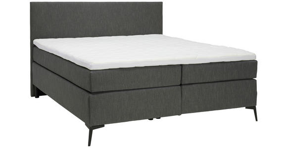 BOXSPRINGBETT 200/200 cm in Anthrazit, Schwarz - Anthrazit/Schwarz, Design, Textil/Metall (200/200cm) - Hom`in