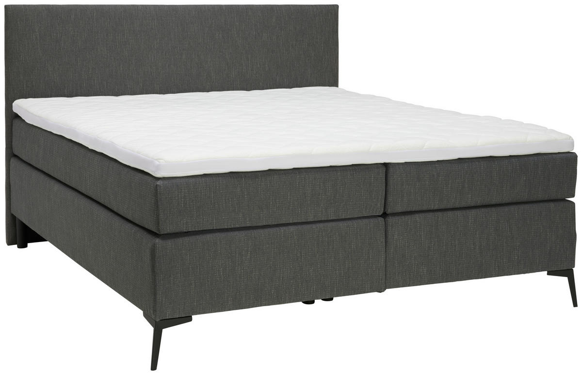 BOXSPRINGBETT 140/200 cm  in Anthrazit, Schwarz  - Anthrazit/Schwarz, Design, Textil/Metall (140/200cm) - Hom`in