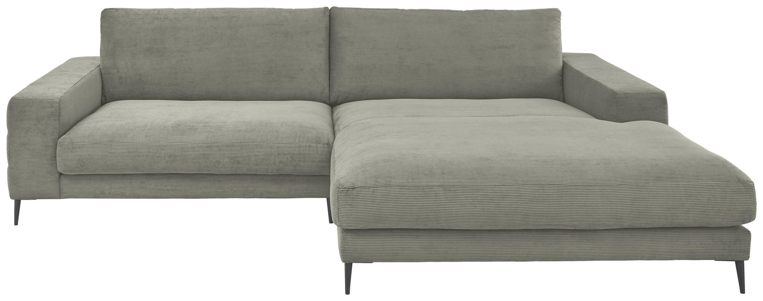 ECKSOFA Feincord Grau  - Schwarz/Grau, Design, Textil/Metall (293/207cm) - Dieter Knoll