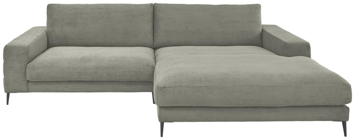 ECKSOFA Ottomane rechts  Badia Base Grau Feincord  - Schwarz/Grau, Design, Textil/Metall (293/207cm) - Dieter Knoll