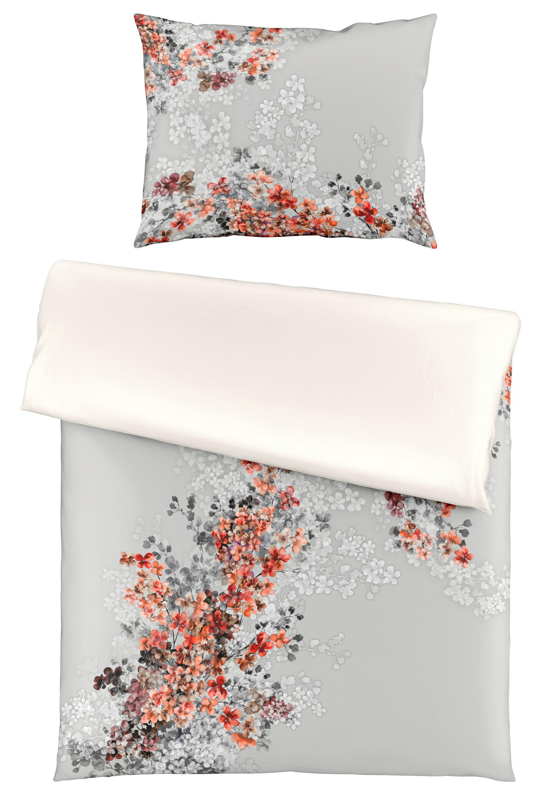 ÁGYNEMŰHUZAT-GARNITÚRA 140/200 cm  - világosszürke/sötétnarancs, Basics, textil (140/200cm) - Fleuresse