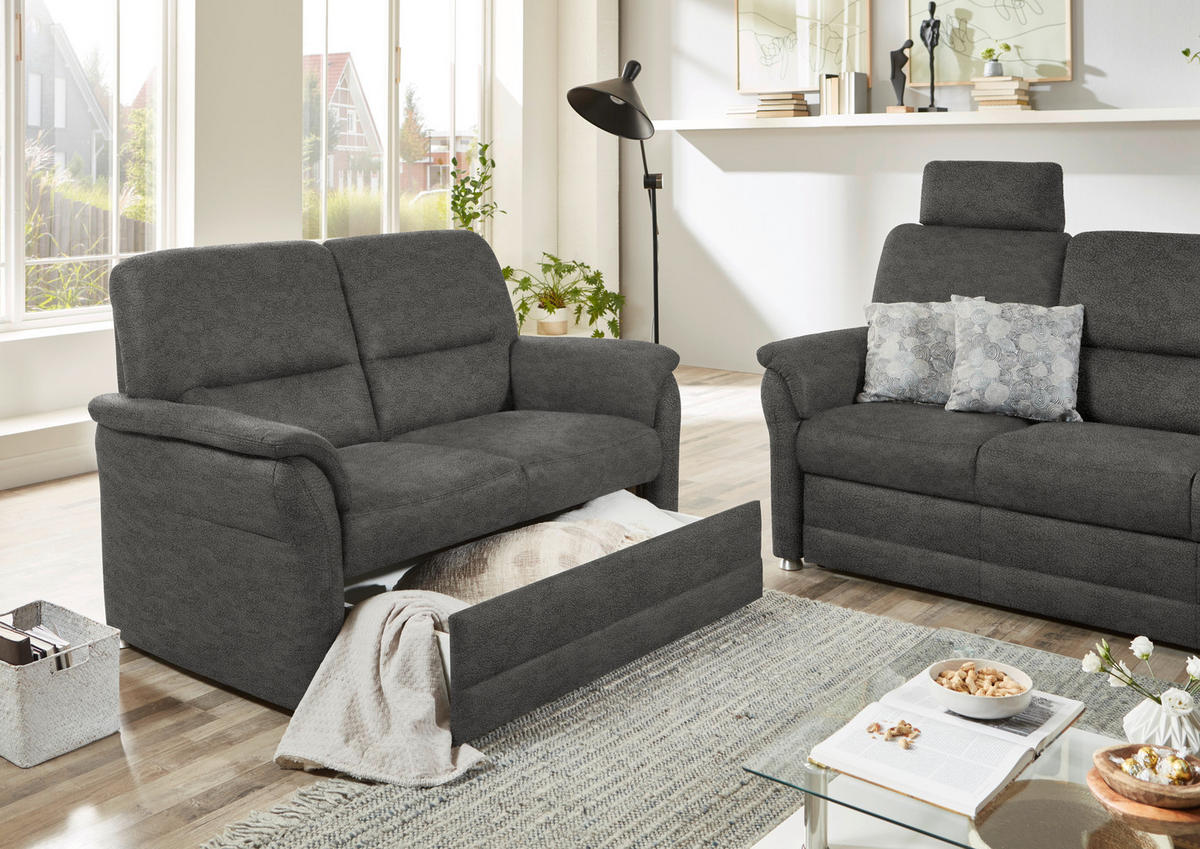 SITZGARNITUR in Mikrofaser Grau  - Alufarben/Grau, Konventionell, Textil/Metall (192/96/89cm) - Beldomo Comfort