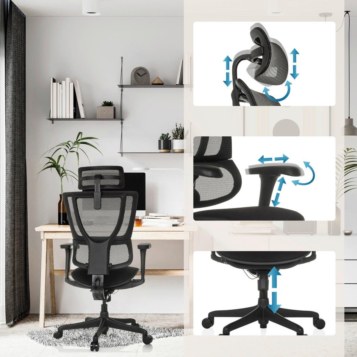 SNURRSTOL  i nät svart  - svart, Modern, textil/plast (69/112 - 134/63cm) - MID.YOU