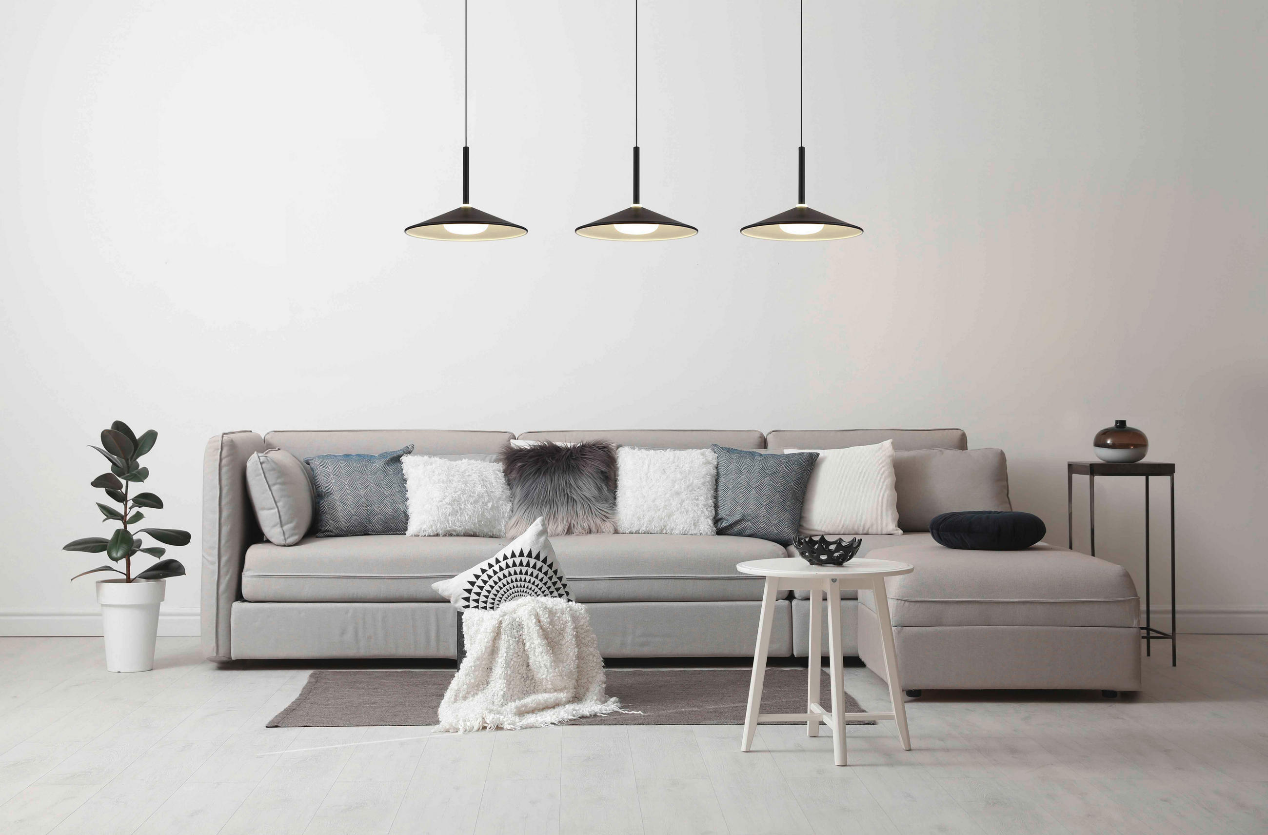 LED-HÄNGELEUCHTE LAMPONE 95/25/180 cm   - Schwarz/Weiß, Design, Kunststoff/Metall (95/25/180cm) - Globo