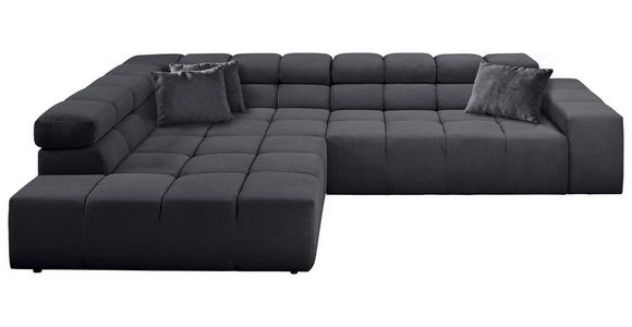 ECKSOFA Anthrazit Feincord Zierkissen, Rücken echt, Kopfteilverstellung  - Anthrazit/Schwarz, Design, Kunststoff/Textil (215/319cm) - Hom`in
