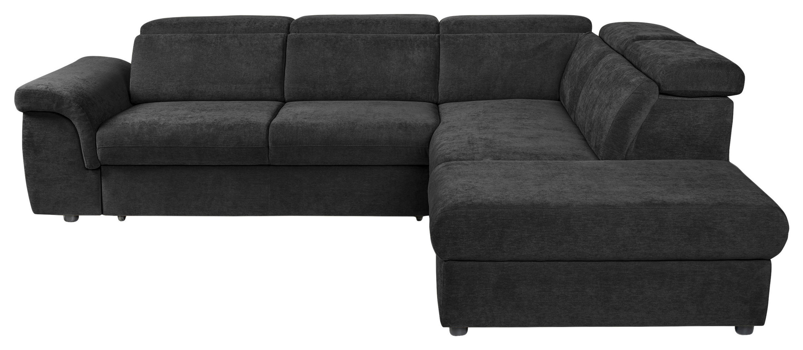 ECKSOFA Schwarz Flachgewebe  - Schwarz, KONVENTIONELL, Kunststoff/Textil (280/235cm) - Carryhome