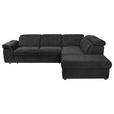 ECKSOFA Schwarz Flachgewebe Bettkasten, Schlaffunktion, Rücken echt, Liegefläche im Originalstoff  - Schwarz, KONVENTIONELL, Kunststoff/Textil (280/235cm) - Carryhome