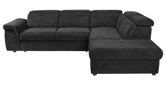 ECKSOFA Schwarz Flachgewebe Bettkasten, Schlaffunktion, Rücken echt, Liegefläche im Originalstoff  - Schwarz, KONVENTIONELL, Kunststoff/Textil (280/235cm) - Carryhome