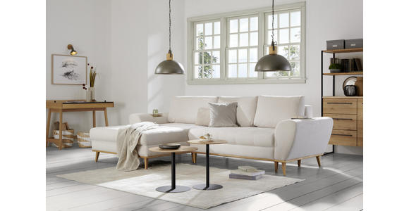 ECKSOFA Creme Webstoff - Eichefarben/Creme, Design, Holz/Textil (175/282cm) - Carryhome