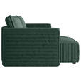 ECKSOFA Dunkelgrün Cord Zierkissen, Rückenkissen, Schlaffunktion, Rücken echt  - Dunkelgrün/Schwarz, MODERN, Kunststoff/Textil (153/250cm) - Xora