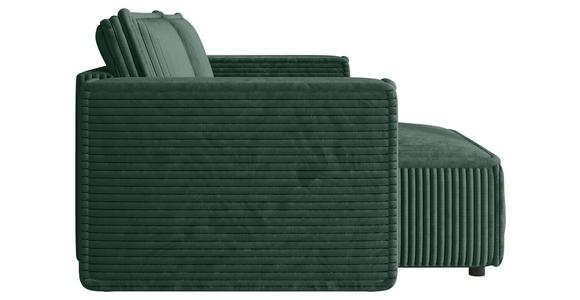 ECKSOFA Dunkelgrün Cord Zierkissen, Rückenkissen, Schlaffunktion, Rücken echt  - Dunkelgrün/Schwarz, MODERN, Kunststoff/Textil (153/250cm) - Xora