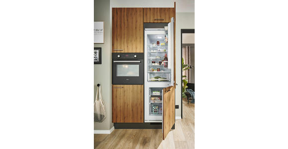 ECKKÜCHE 220/120 cm in Eichefarben, Graphitfarben, Schwarz - Chromfarben/Eichefarben, Design, Holzwerkstoff/Metall (220/120cm) - Xora