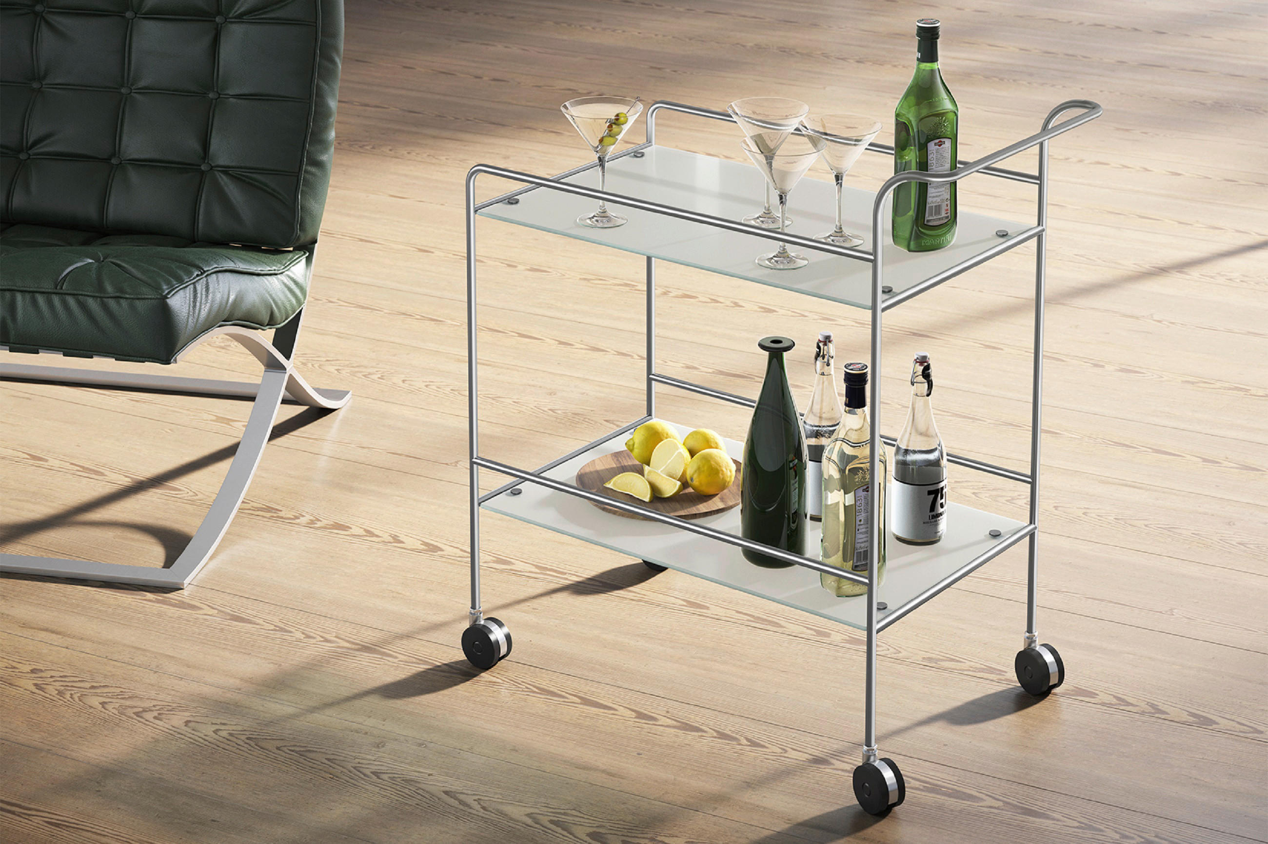 SERVIERWAGEN Edelstahlfarben  - Edelstahlfarben, MODERN, Glas/Kunststoff (76/44/84cm) - Zack