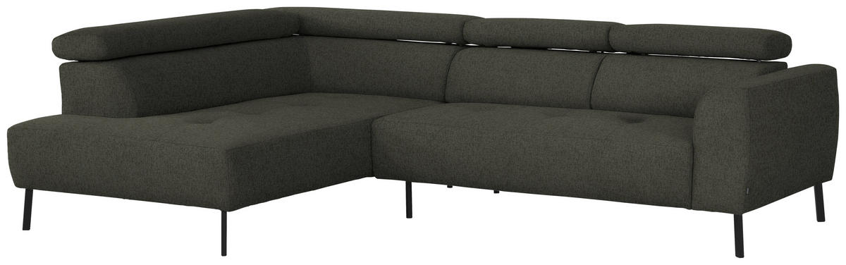 ECKSOFA in Chenille Graubraun  205/280 cm  - Graubraun/Schwarz, Design, Textil/Metall (205/280cm) - Xora
