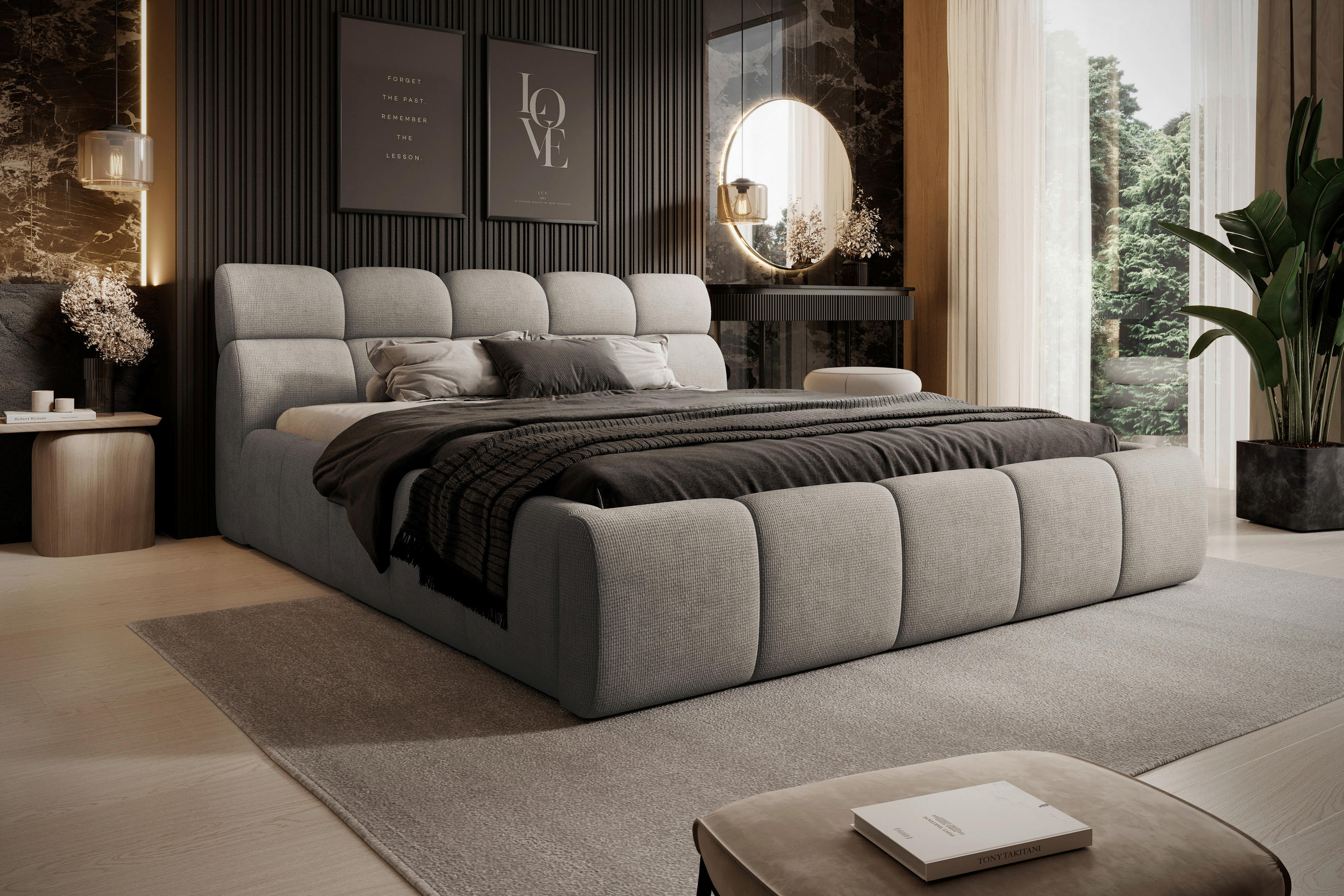 POLSTERBETT Hellbraun 180/200 cm  - Hellbraun/Schwarz, Design, Kunststoff/Textil (180/200cm) - Esposa