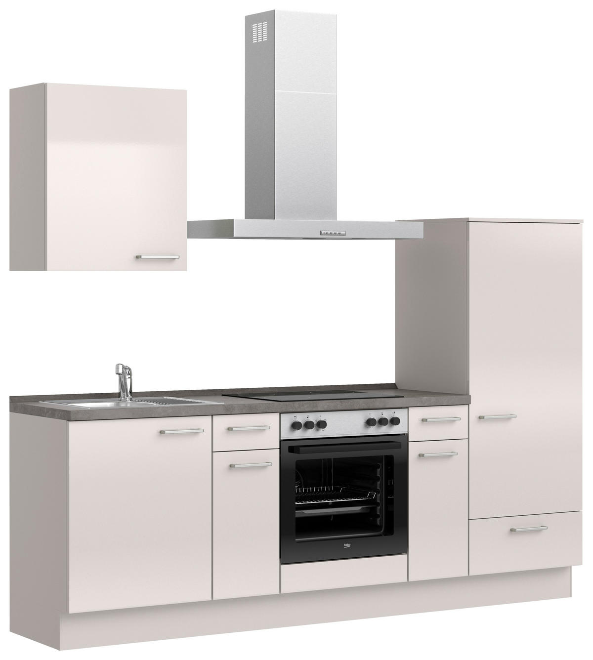KÜCHENBLOCK 240 cm   in Schieferfarben, Hellgrau  - Schieferfarben/Edelstahlfarben, MODERN, Holzwerkstoff/Metall (240cm) - Nobilia