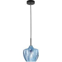 PENDELLEUCHTE Gallura 25/200 cm   - Blau/Schwarz, Design, Glas/Metall (25/200cm) - Fabas Luce