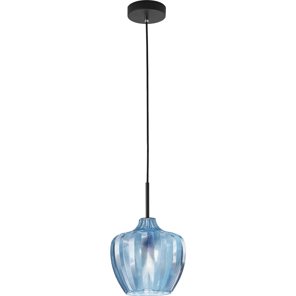 PENDELLEUCHTE Gallura 25/200 cm   - Blau/Schwarz, Design, Glas/Metall (25/200cm) - Fabas Luce