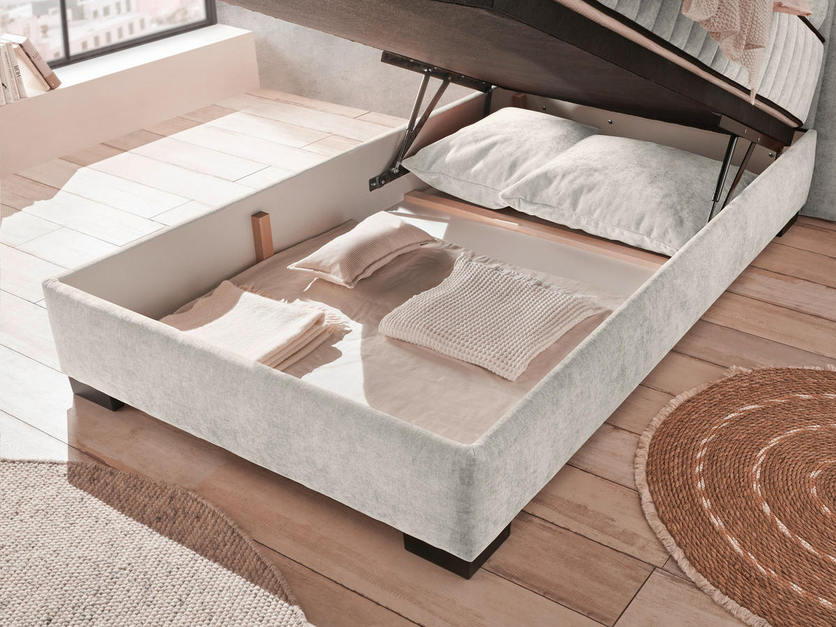 BOXBETT 120/200 cm  in Beige  - Beige/Schwarz, Modern, Holzwerkstoff/Kunststoff (120/200cm) - MID.YOU