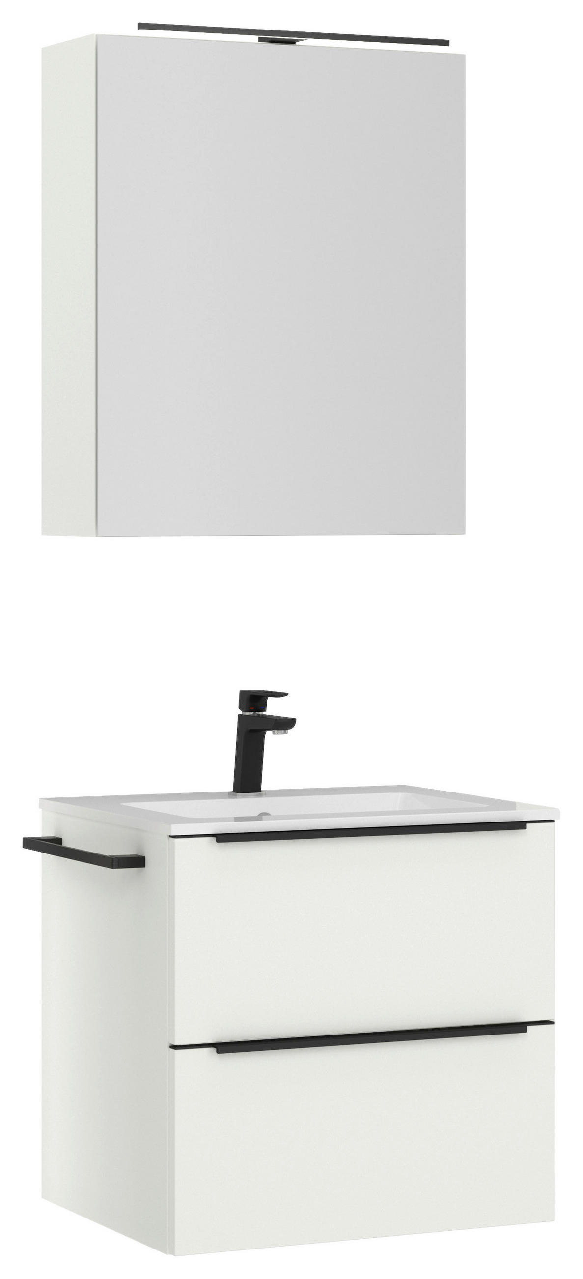 BADEZIMMER  in 61 cm  - Schwarz/Weiß, MODERN, Holzwerkstoff/Stein (61cm) - Nobilia