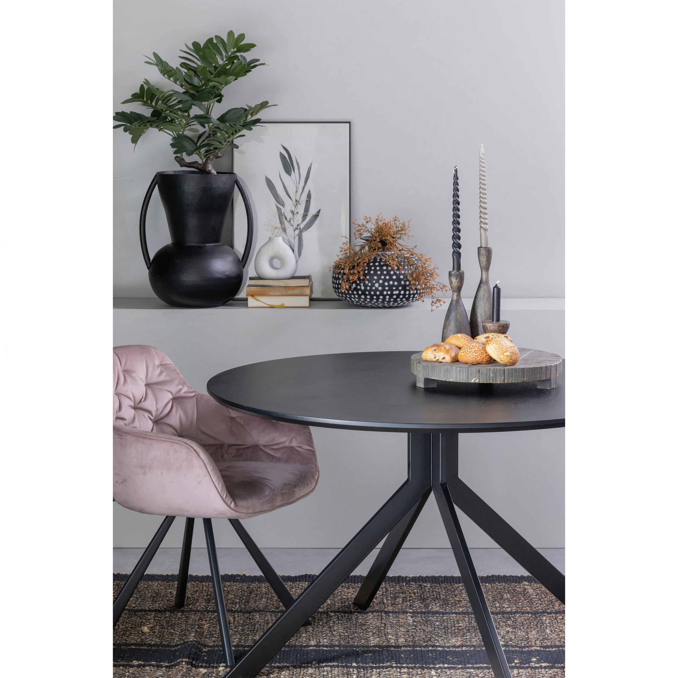 Livetastic Esstisch Bruno Schwarz 120x75x120 cm