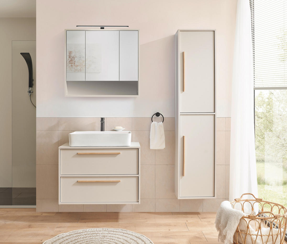 HOCHSCHRANK 40/176/26 cm  - Kaschmir/Eichefarben, Design, Holzwerkstoff/Kunststoff (40/176/26cm) - home24