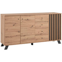SIDEBOARD 160/85/40 cm Anthrazit, Eiche Artisan  - Anthrazit/Schwarz, Lifestyle, Holzwerkstoff/Metall (160/85/40cm) - MID.YOU