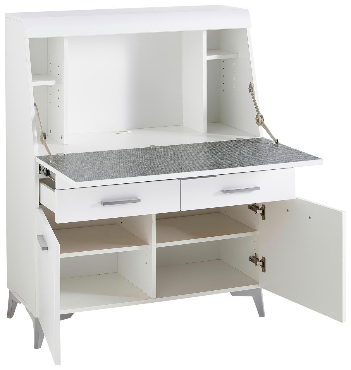 SEKRETÄR  Kabeldurchlass, Stauraum  - Schwarz/Alufarben, LIFESTYLE, Holzwerkstoff/Kunststoff (98/124/42cm) - Carryhome