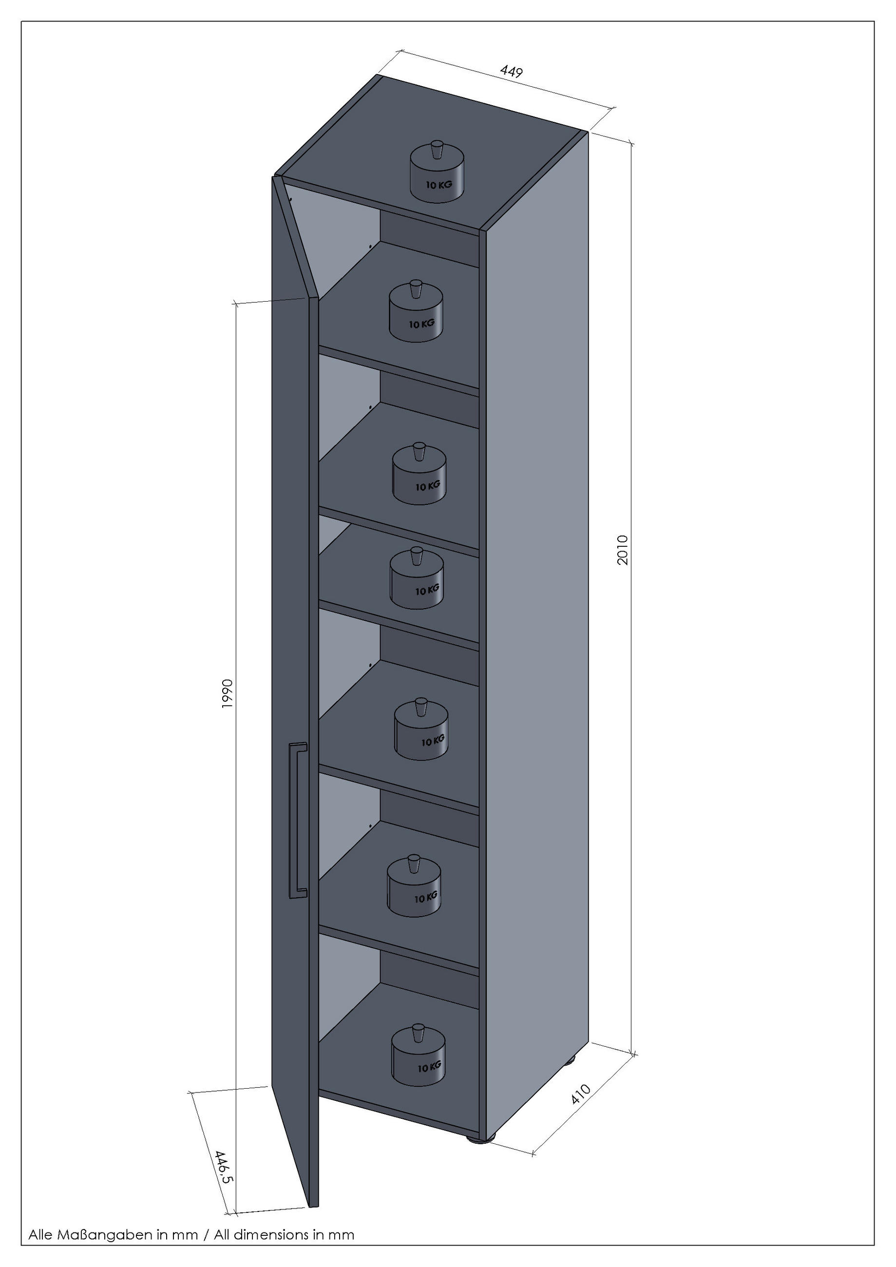 AKTENSCHRANK Weiß  - Weiß, MODERN, Holzwerkstoff (44,9/201/42,9cm) - Novel