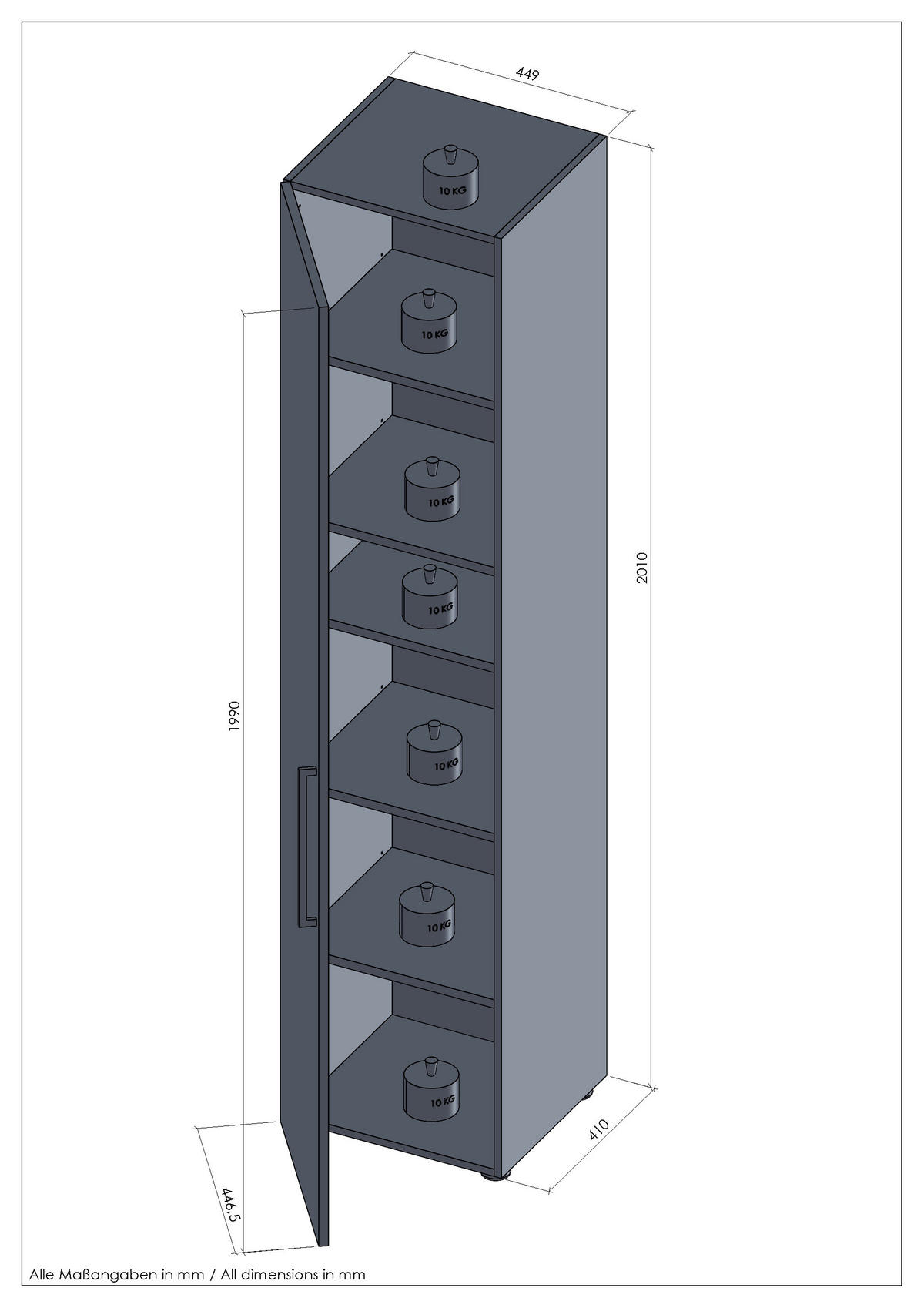 AKTENSCHRANK Weiß  - Weiß, MODERN, Holzwerkstoff (44,9/201/42,9cm) - Novel