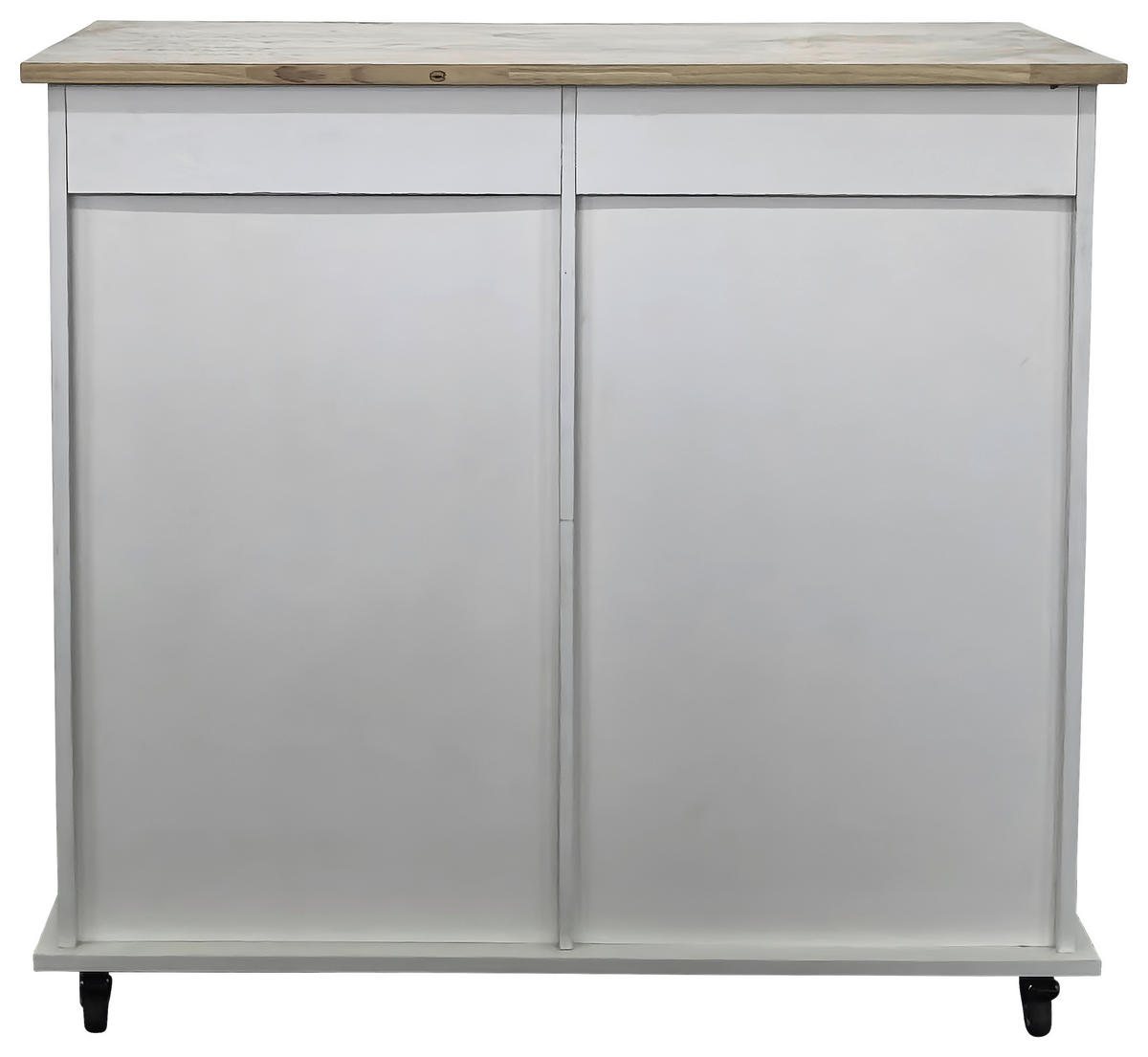 SERVIERWAGEN Kautschukholz vollmassiv Weiß  - Schwarz/Weiß, Basics, Glas/Holz (95/88/47cm) - MID.YOU