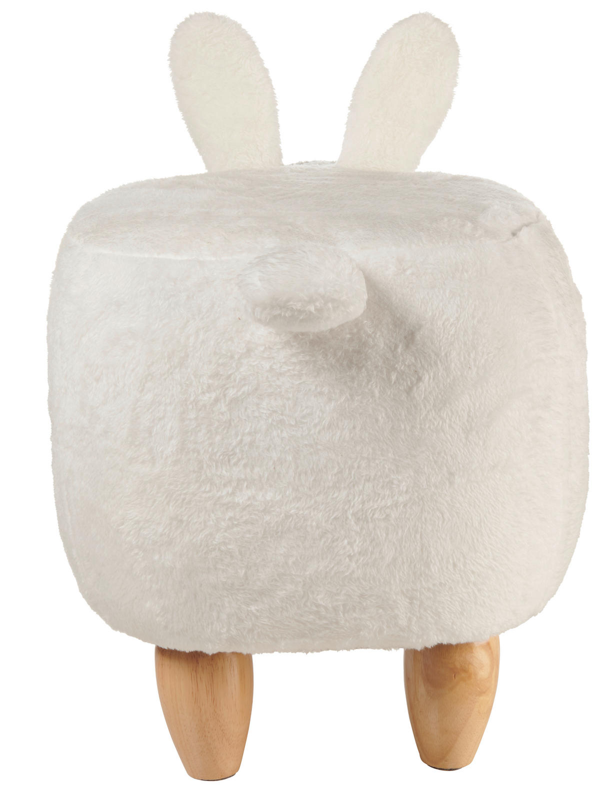KINDERHOCKER Plüsch Kautschukholz Naturfarben, Weiß  - Naturfarben/Weiß, Trend, Holz/Kunststoff (67/36/37cm) - Jimmylee