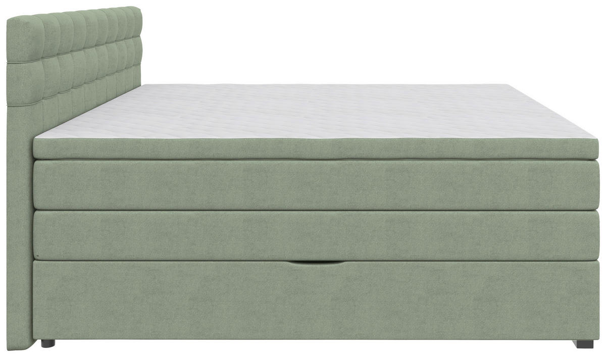 BOXSPRINGBETT 160/200 cm,  in Grün, Bettkasten, Topper, Matratzen, H3 = fest  - Schwarz/Grün, KONVENTIONELL, Kunststoff/Textil (160/200cm) - Boxxx