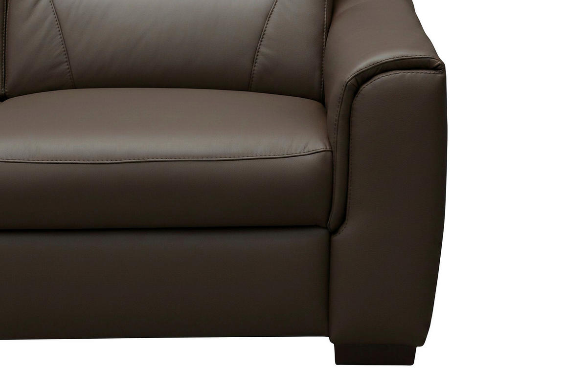 ECKSOFA Dunkelbraun Echtleder Lederlook Schlaffunktion, Rücken echt, Relaxfunktion, Kopfteilverstellung  - Wengefarben/Dunkelbraun, Design, Leder/Holz (260/260cm) - Celina Home