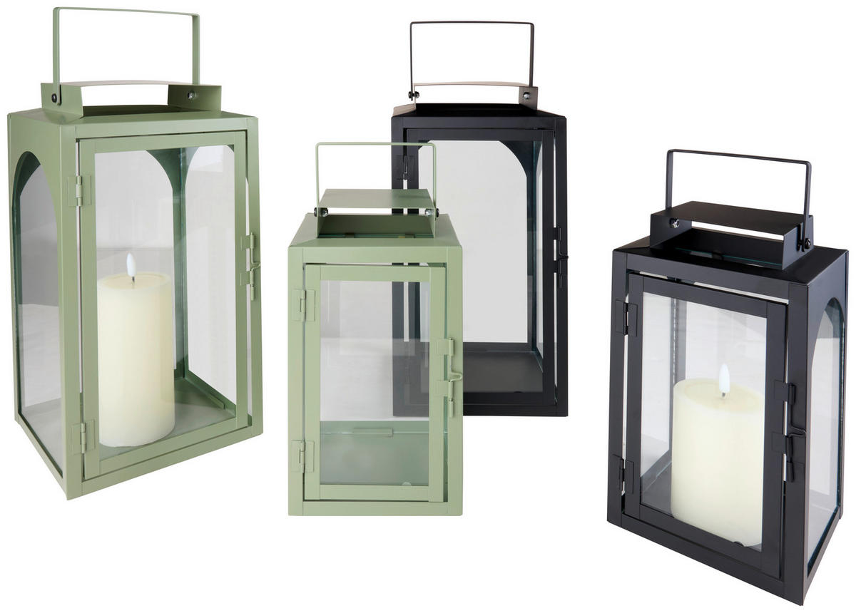 LATERNE - Grün, LIFESTYLE, Glas/Metall (14/25/14cm) - Ambia Home