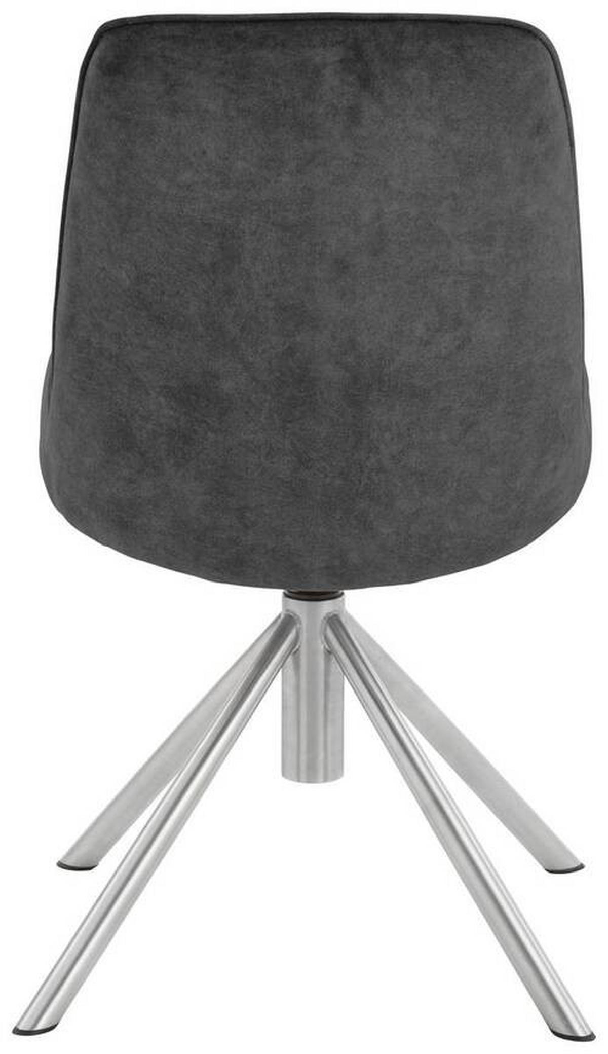 STUHL drehbar  in Edelstahl Flachgewebe Metall, Textil  - Edelstahlfarben/Anthrazit, Design, Textil/Metall (49/88/64cm) - Novel
