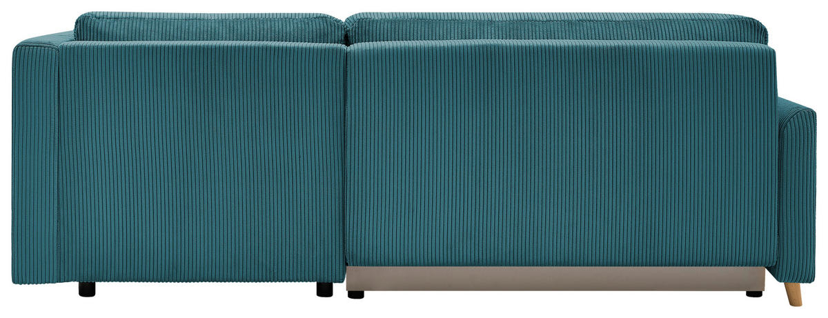 ECKSOFA MILOS Hellblau Cord Rückenkissen, Bettkasten, Schlaffunktion, Rücken echt  - Naturfarben/Hellblau, Design, Textil (224/148cm) - P & B