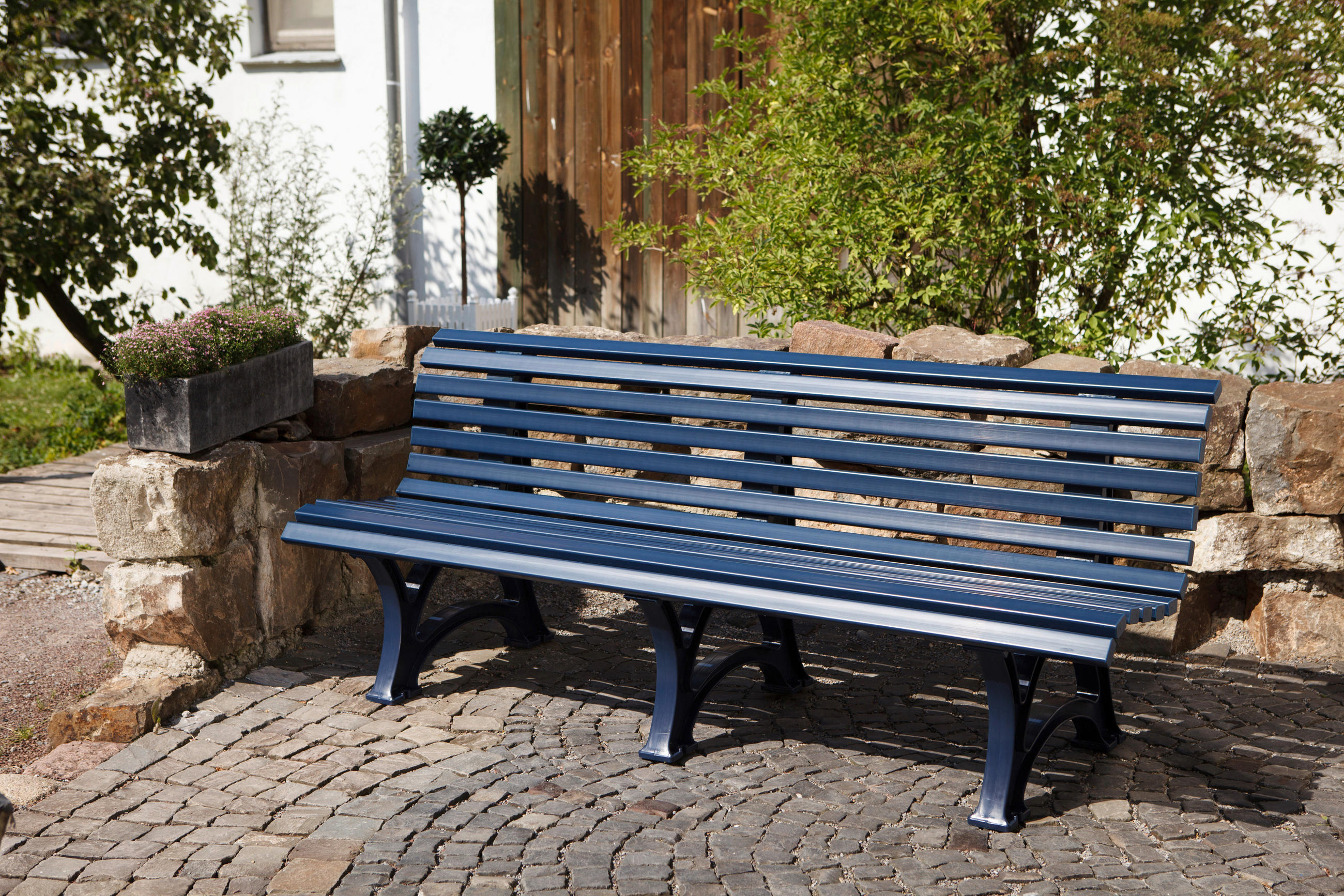 GARTENBANK 200/80/64 cm   - Dunkelblau, Basics, Kunststoff (200/80/64cm) - Modante