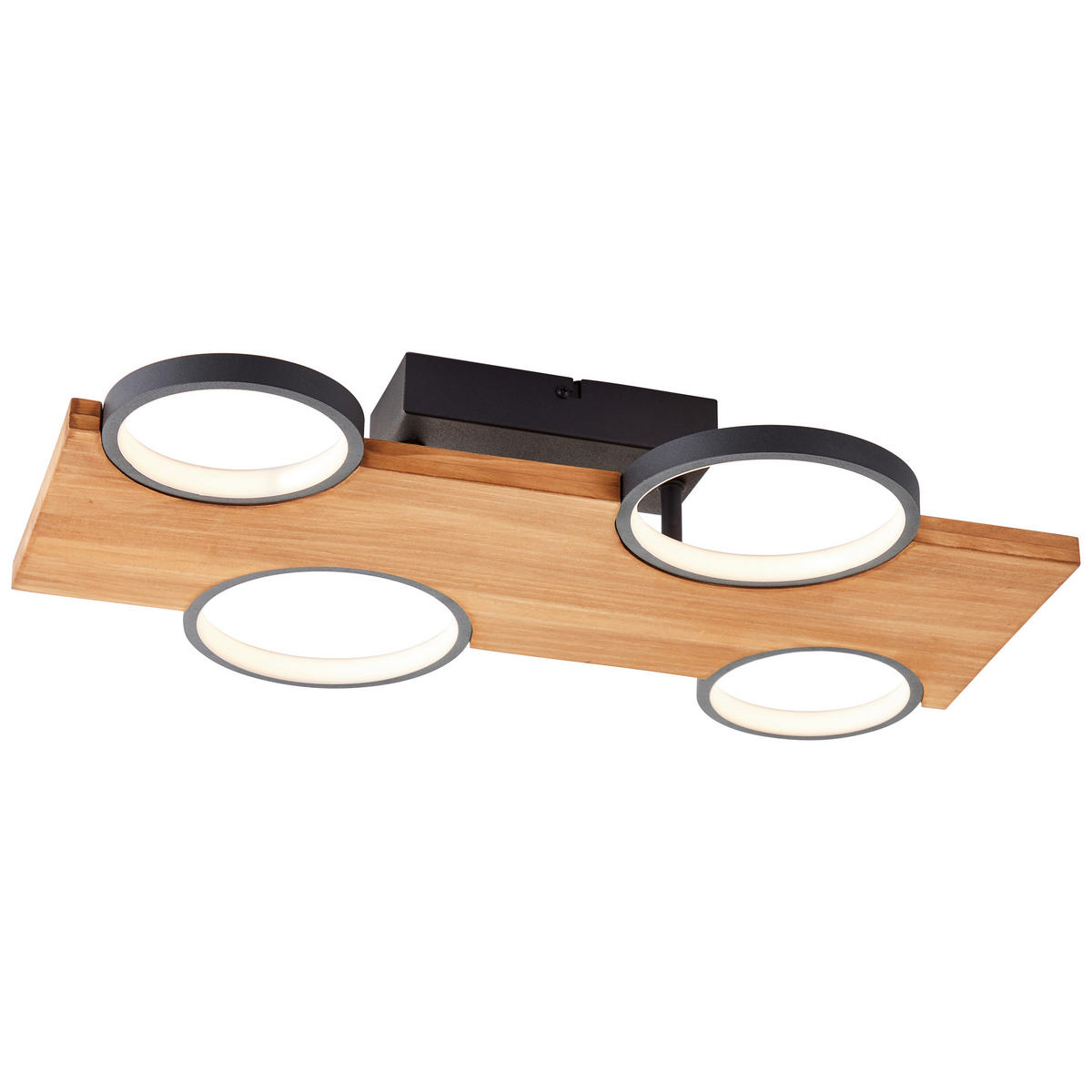 LED-DECKENLEUCHTE   - Hellbraun/Schwarz, Natur, Holz/Metall (10,2/55/34,6cm) - Brilliant