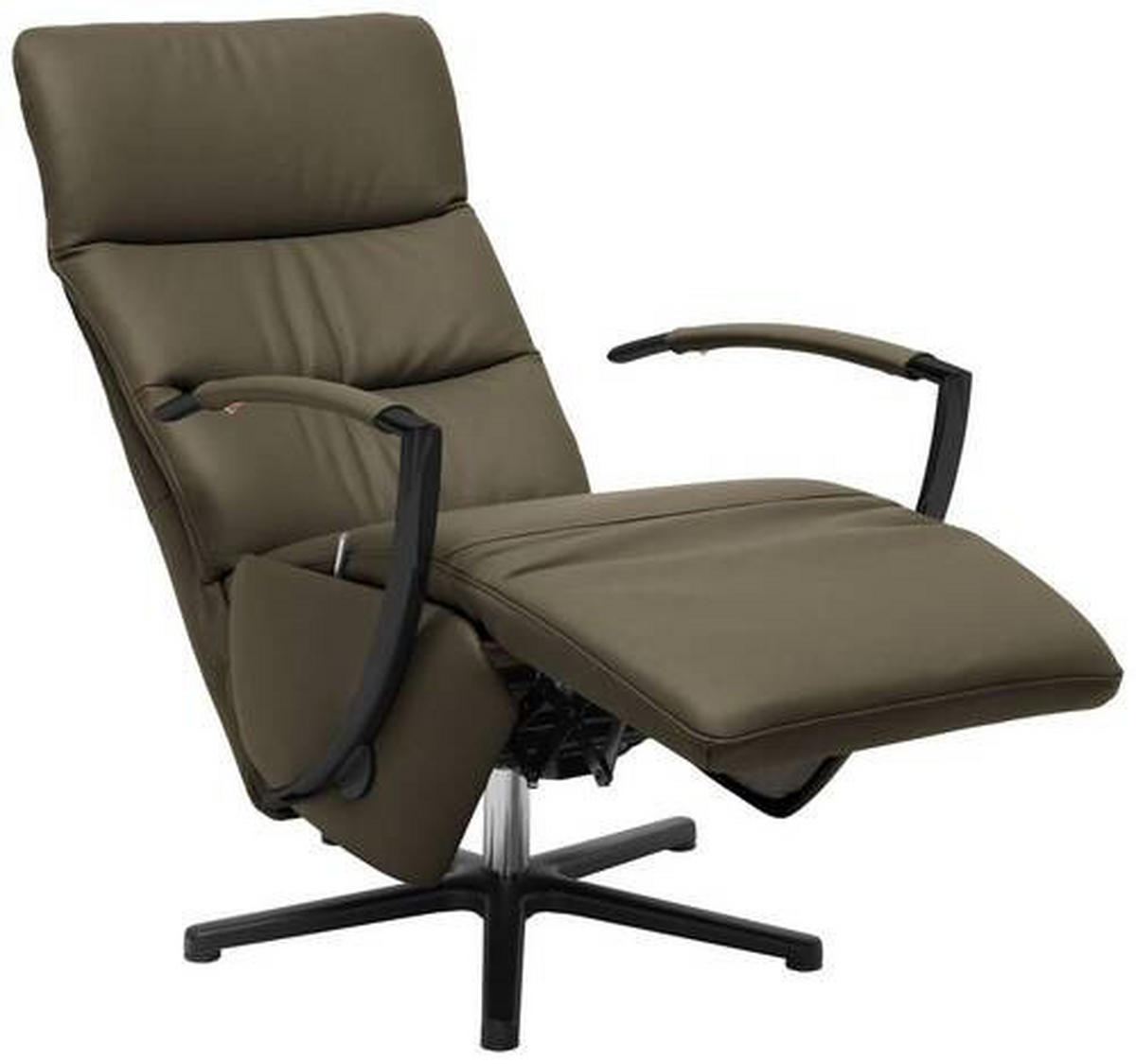 RELAXSESSEL in Leder Olivgrün  - Schwarz/Olivgrün, Design, Leder/Metall (64/112/80cm) - Cantus