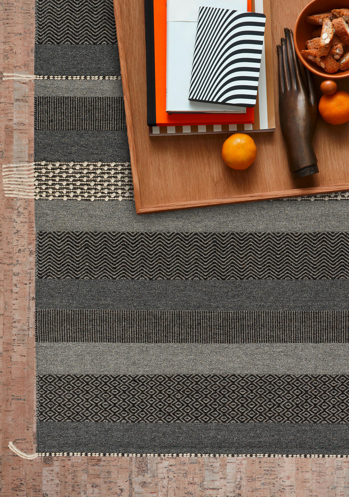 HANDWEBTEPPICH 170/240 cm Botana Dunkelgrau, Beige  - Dunkelgrau/Beige, Design, Textil (170/240cm) - Schöner Wohnen