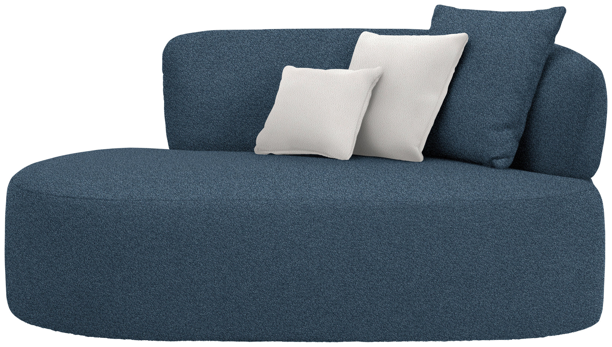 RÉCAMIERE in Plüsch Creme, Dunkelblau  - Creme/Schwarz, MODERN, Kunststoff/Textil (166/86/105cm) - Hom`in